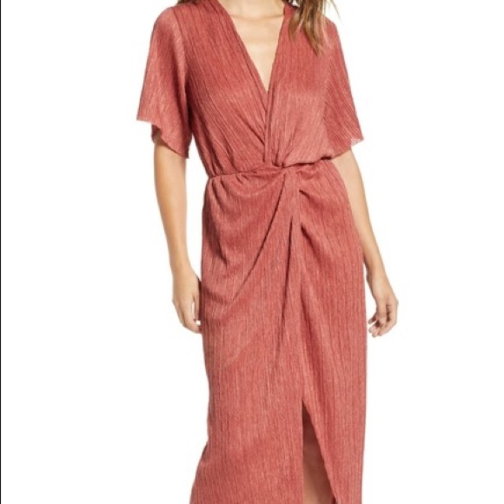 All in Favor dolman plissé midi dress